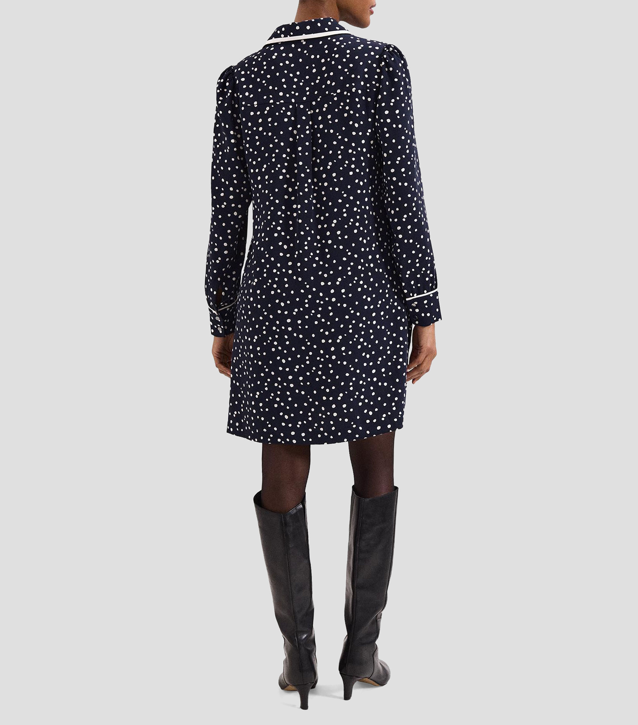 Vestido midi de manga larga polkadots Mujer